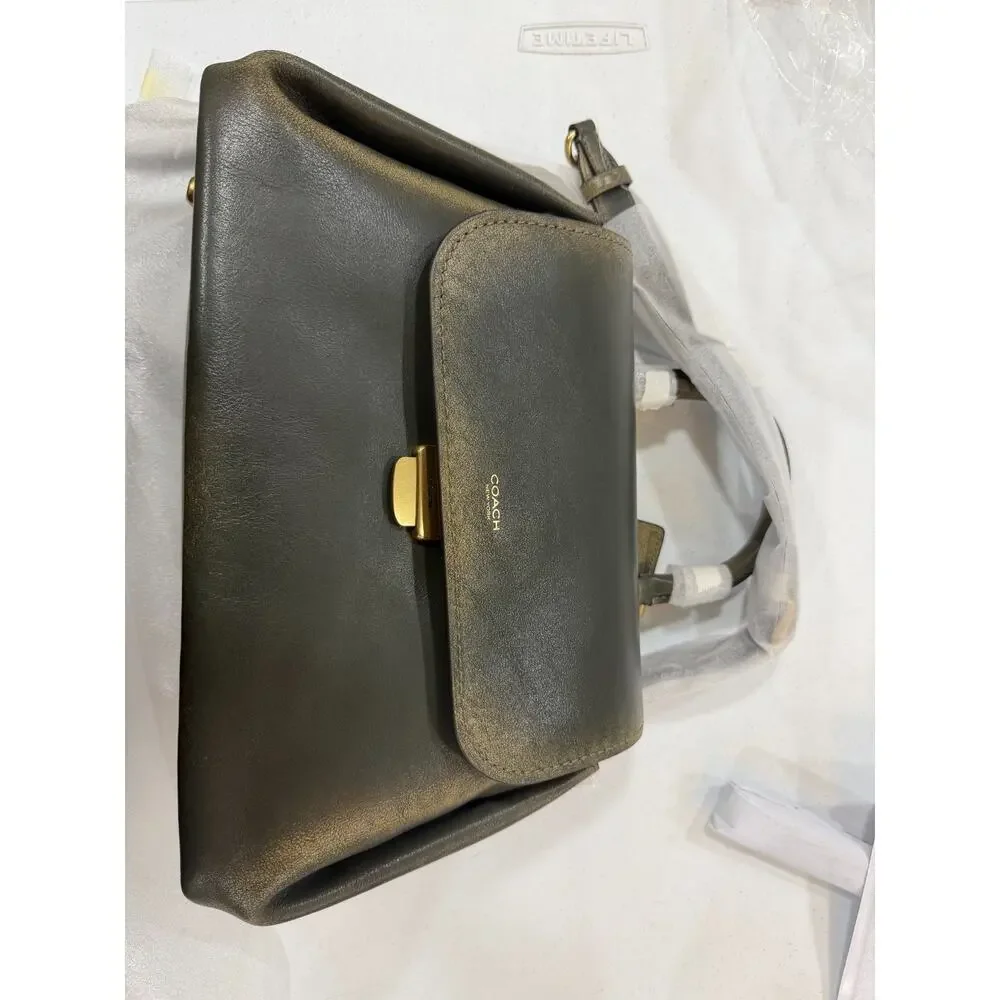 NWT B3-007 Coach Loved Leather Rogue 31 Bag Brass Green Full GrainLeatherCEN47